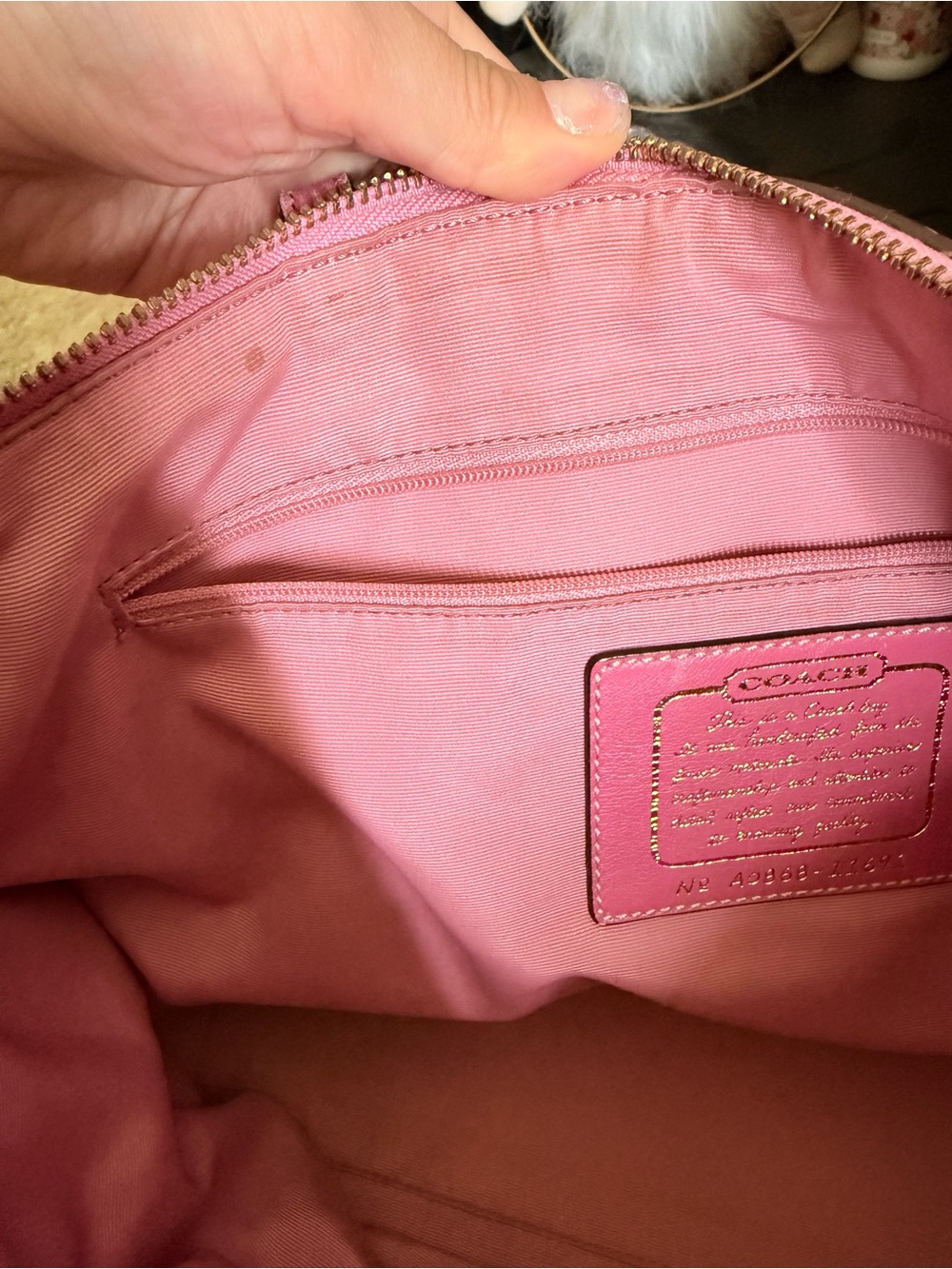 Coach Signature Canvas Tote with Pink Leather Trim - Picture 7 of 11